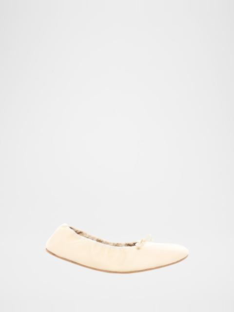 The Row Leather Bow Ballerina Flats