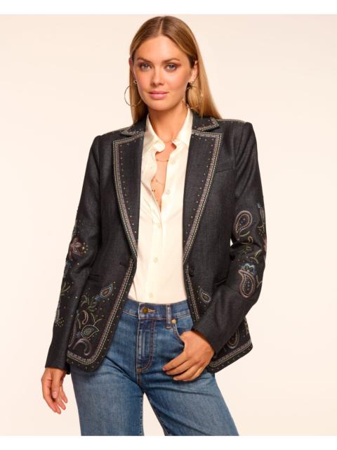 RAMY BROOK Laura Embroidered Denim Blazer