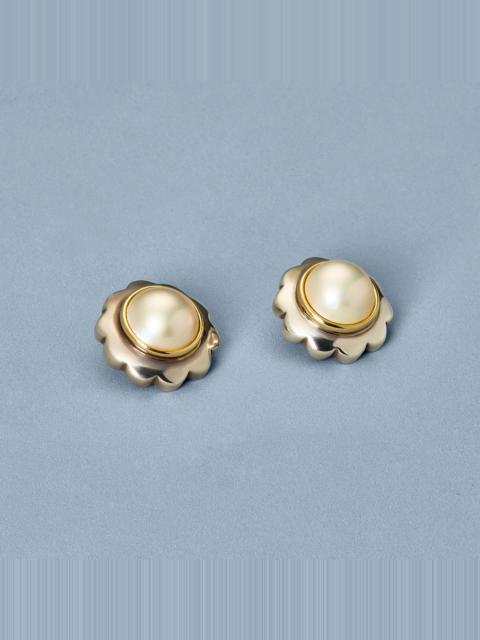 STONE AND STRAND Vintage Silver Pearl Flower Clip On Earrings