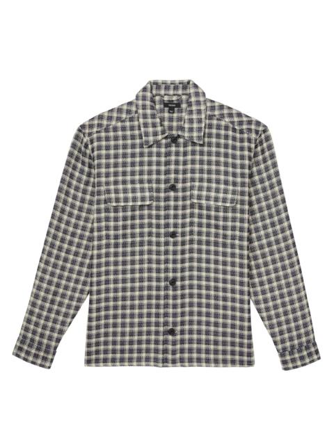 REISS Men's Ribona Plaid Overshirt - Navy White