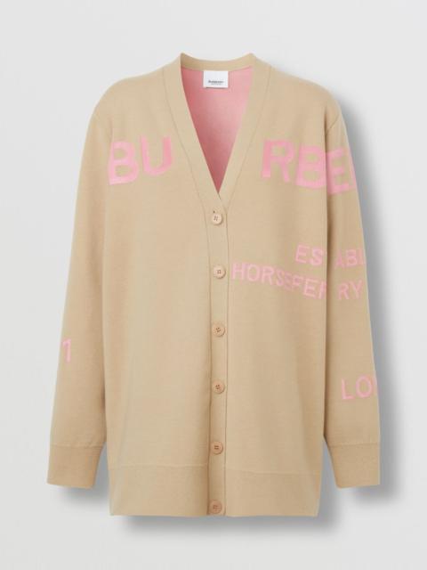 Burberry Horseferry Wool Cotton Blend Oversized Cardigan