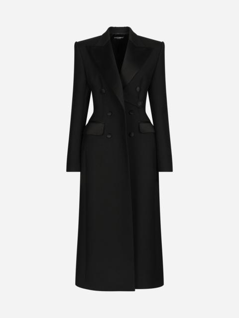 Dolce & Gabbana Double-breasted wool gabardine tuxedo coat with padded hips
