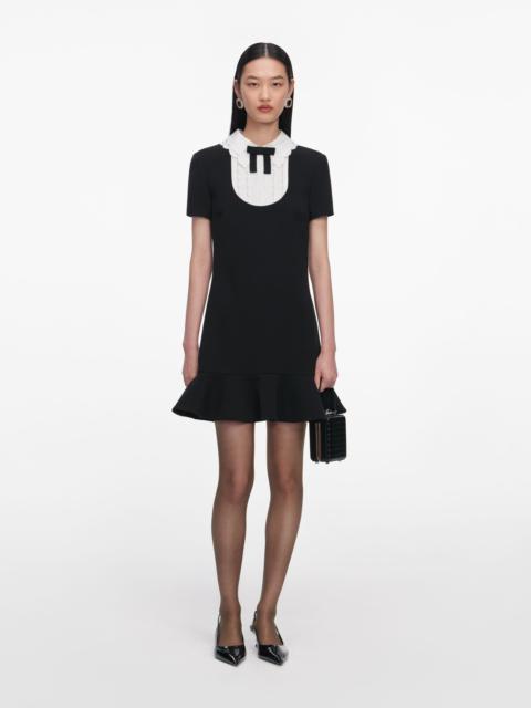 self-portrait Black Crepe Lace Bib Mini Dress