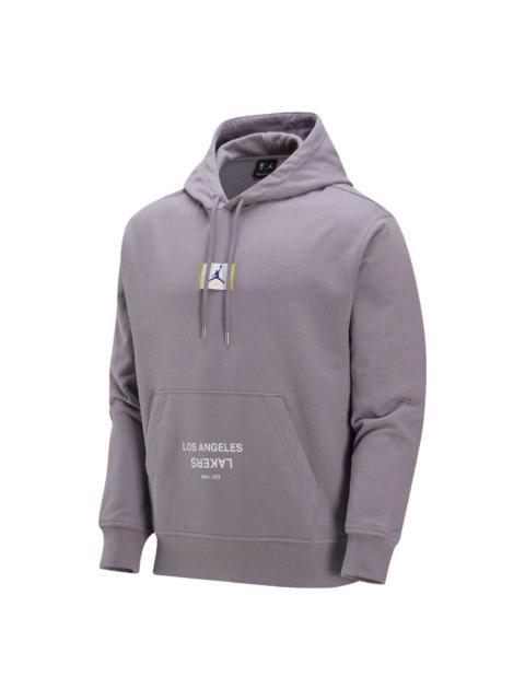 Jordan 에어 요르단 로스 앤젤레스 레이크스 코트사이드 NBA Fleece Pullover Hoodie Asia Sizing 'Purple Smoke' FV8263