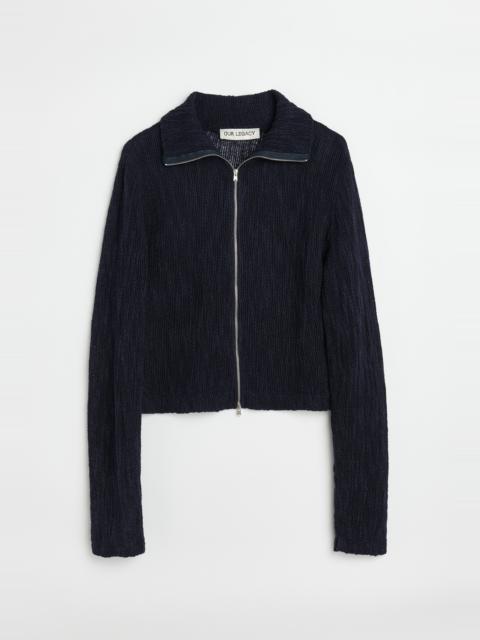 Our Legacy Slim Zip Jersey Navy Yawning Linen