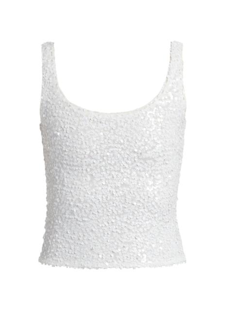 GENERATION LOVE Women's Dina Sequin Stretch Scoopneck Bodysuit - White