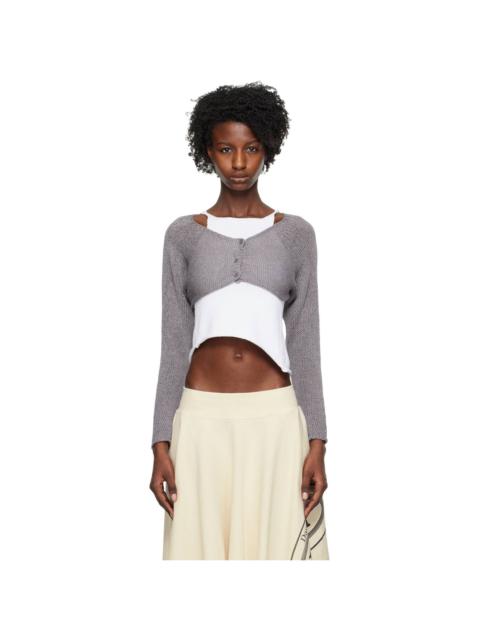 OPEN YY Gray Cropped Cardigan