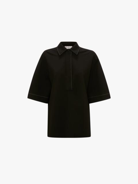 Victoria Beckham Pointed Collar Oversized Shirt In Black