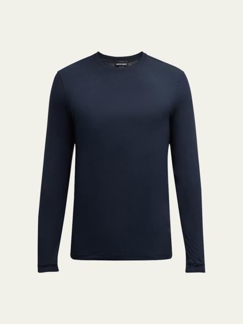 GIORGIO ARMANI Men's Cotton Long-Sleeve Crewneck T-Shirt