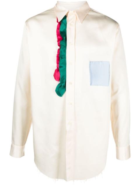 EDWARD CUMING ruffled frayed shirt