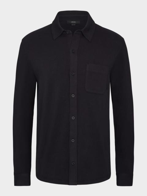 Vince Men's Knit Cotton-Blend Button-Down Shirt