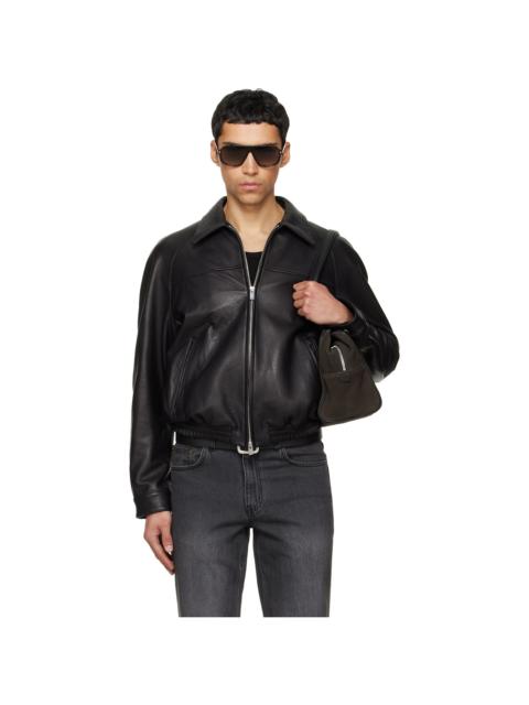 Tonywack Black Vintage Lamb Leather Bomber Jacket
