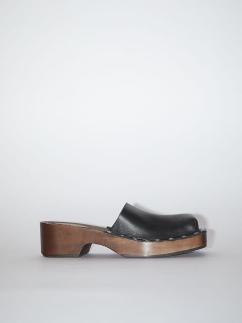 Leather wood clog - Black