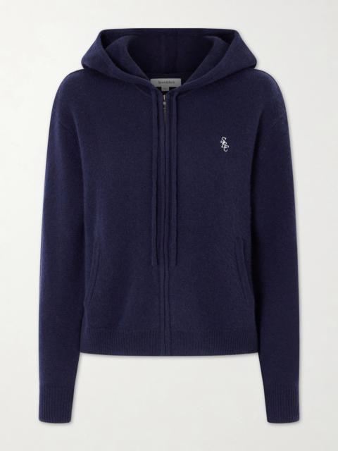 Sporty & Rich Embroidered Cashmere And Wool-blend Cardigan