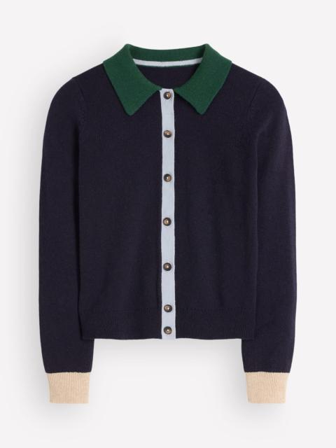 BODEN Ariadne Alpaca Blend Cardigan-Navy Colour Block