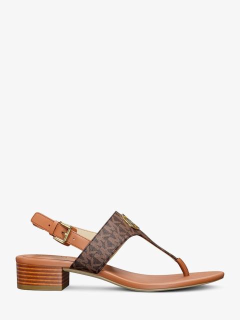 MICHAEL KORS Hannah Signature Logo T-Strap Sandal