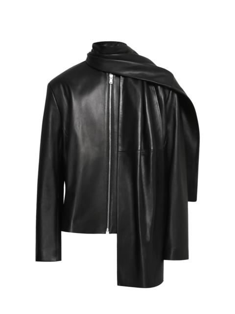 NOUR HAMMOUR Layla Shawl Collar Lambskin Jacket black
