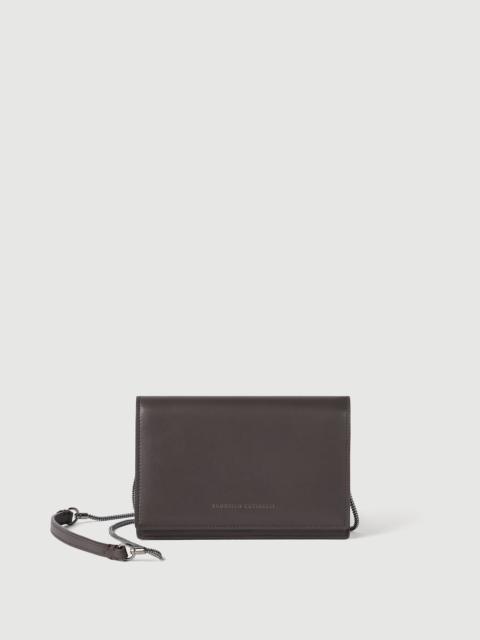 Brunello Cucinelli Calfskin wallet with detachable precious strap