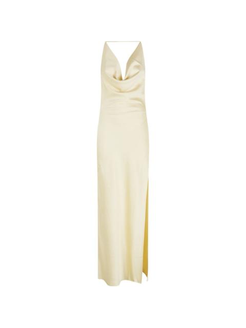 THE ANDAMANE cowl-neck slit maxi dress