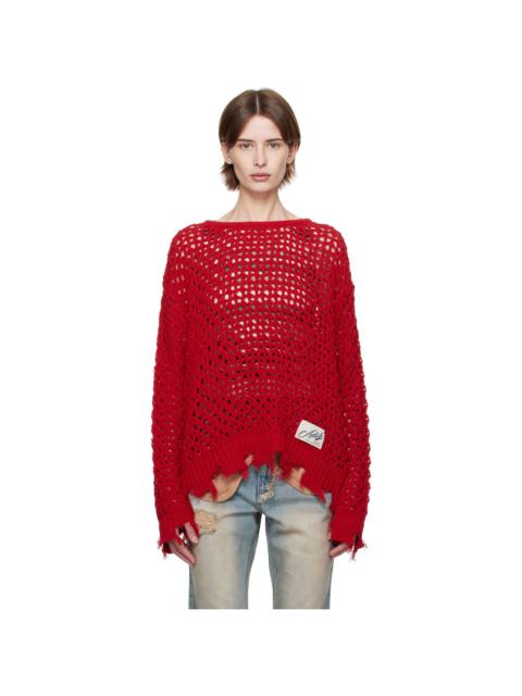 Andersson Bell Red Damaged Boatneck Sweater