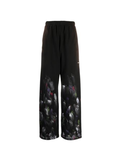 We11done painterly-print cotton track pants