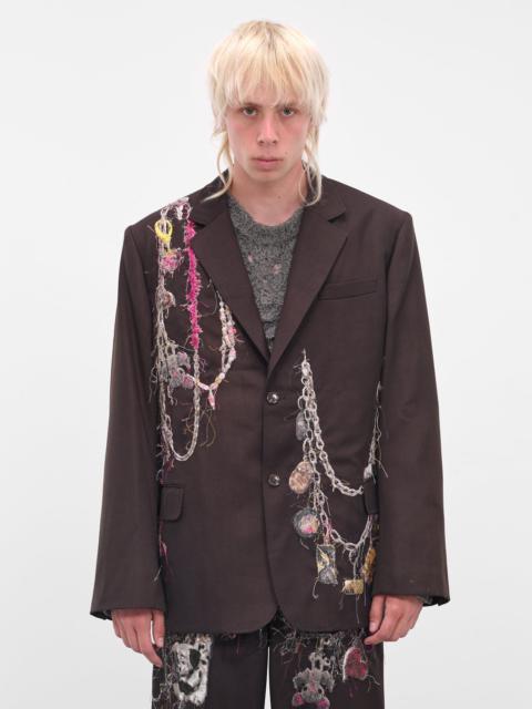 doublet Burgundy Trompe L'oeil Jewelry Blazer