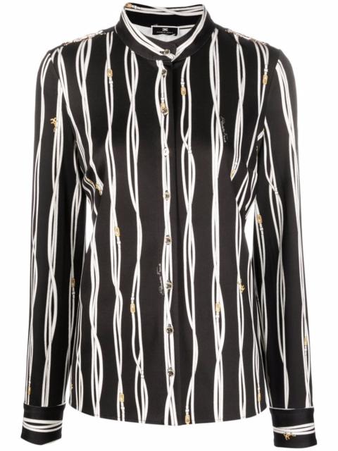 ELISABETTA FRANCHI stripe-print band-collar shirt