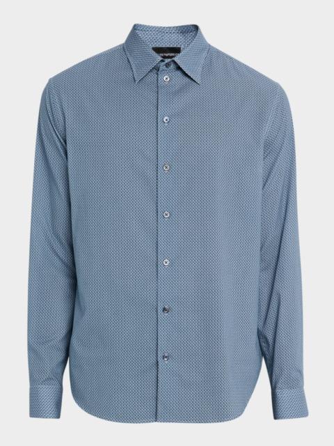 EMPORIO ARMANI Men's Cotton Diagonal Wave Sport Shirt