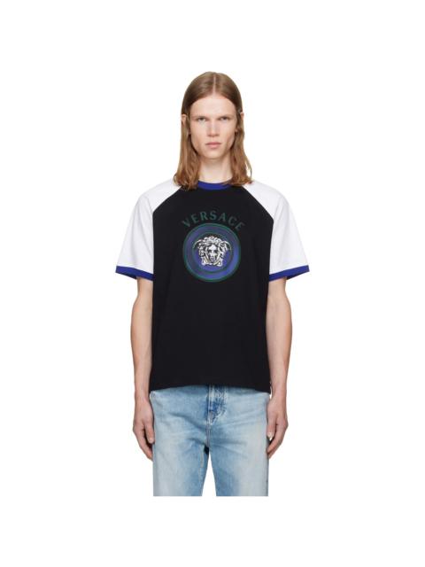 VERSACE Black & White Printed Cotton Jersey Regular T-shirt