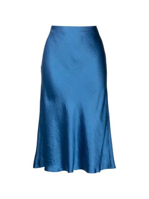 high-waisted satin skirt