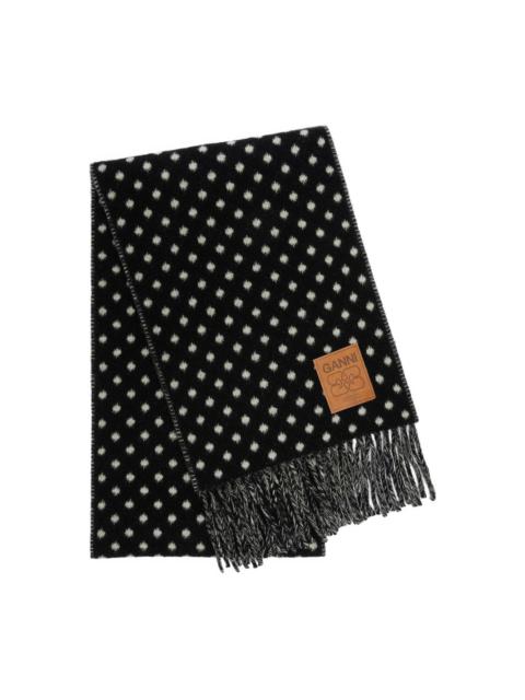 GANNI polka-dot fringed scarf