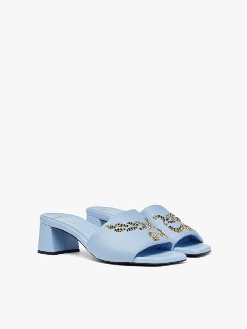 MCM Strass Logo Heel Sandals