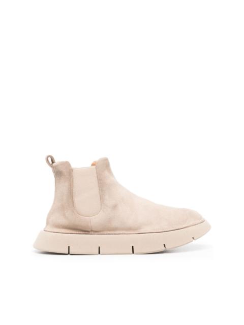 suede round-toe slip-on boots