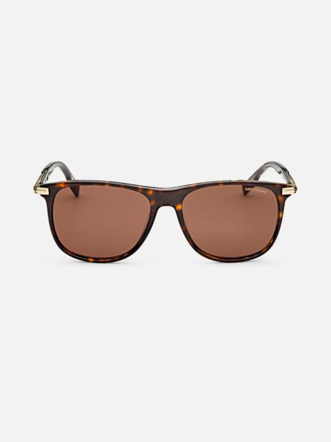 Montblanc Rectangular Sunglasses with Havana-Colored Acetate Frame