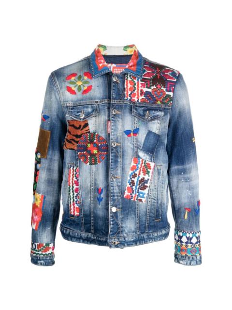 patchwork-detail denim jacket