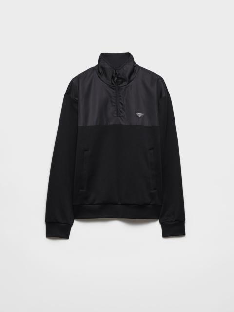 Prada Cotton fleece half-zipper sweatshirt with Re-Nylon details