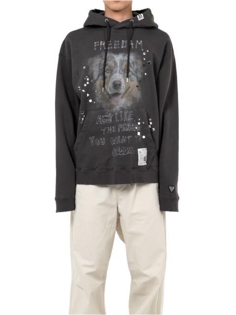 Maison MIHARAYASUHIRO Dog Printed Embellished Distressed Hoodie