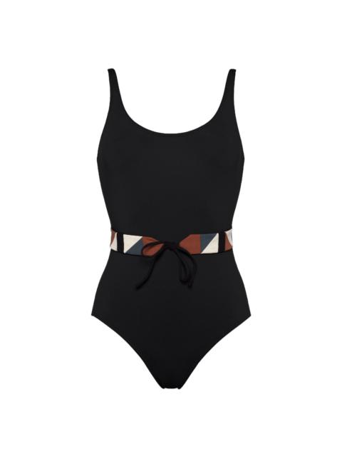 Damier belted swimsuit