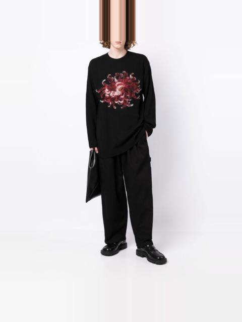 Yohji Yamamoto floral-print wool jumper