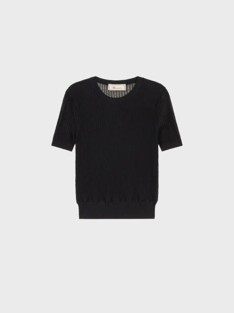 Blumarine CREW NECK RIBBED SWEATER WITH GAUZE EFFECT