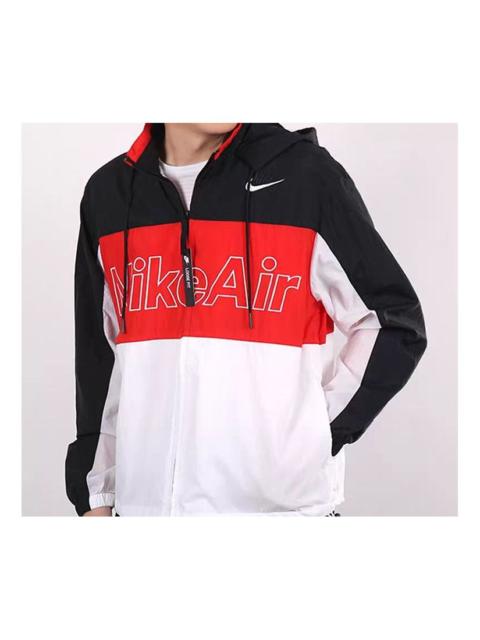 Nike Nike hooded Woven Colorblock Casual Sports Jacket Red Black White Splicing CJ4857-011