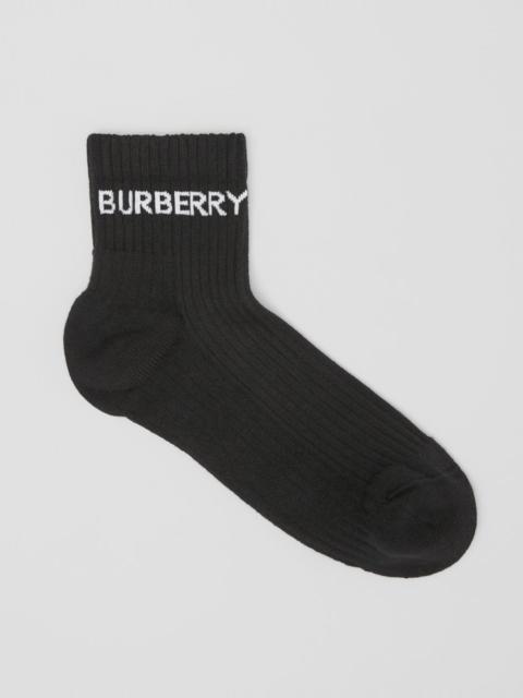 Burberry Logo Intarsia Technical Stretch Cotton Ankle Socks