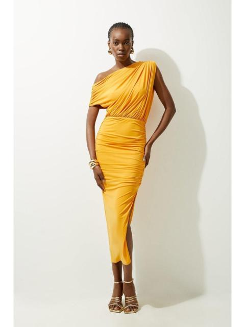 KAREN MILLEN Forever Jersey Crepe Asymmetric Neckline Maxi Dress