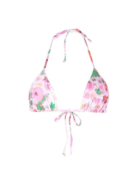 GANNI floral-print string bikini top