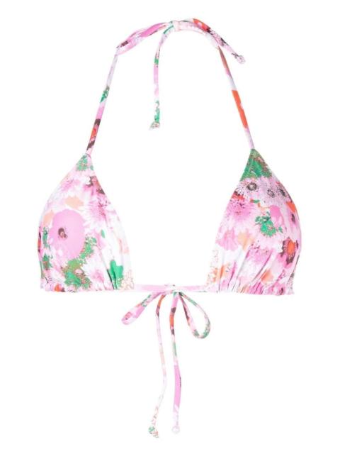 GANNI floral-print string bikini top