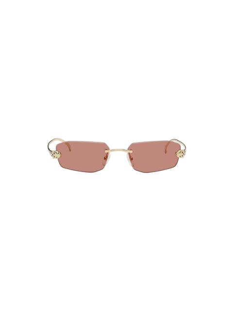 Cartier Gold Panthère de Cartier Geometrical Sunglasses