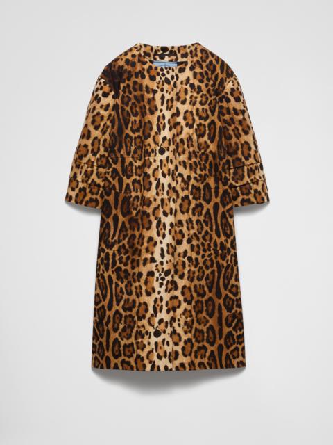 Prada Single-breasted animal print drill coat
