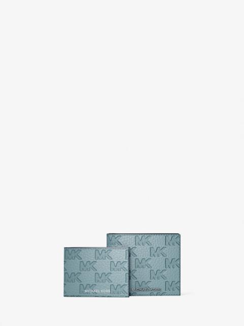 MICHAEL KORS Hudson Logo Embossed Leather Billfold Wallet and Passcase