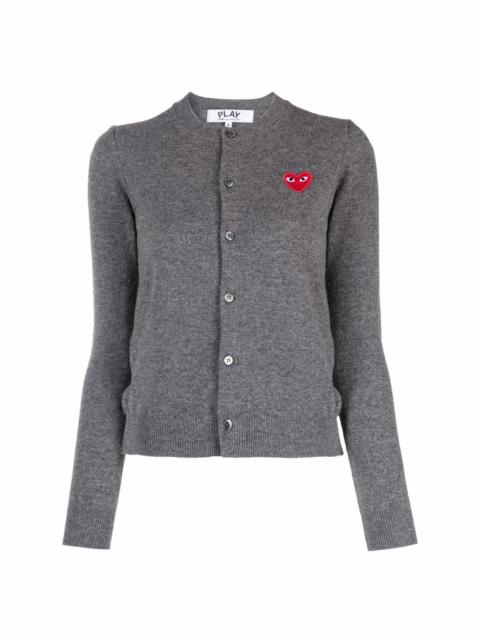 logo-patch knitted wool cardigan