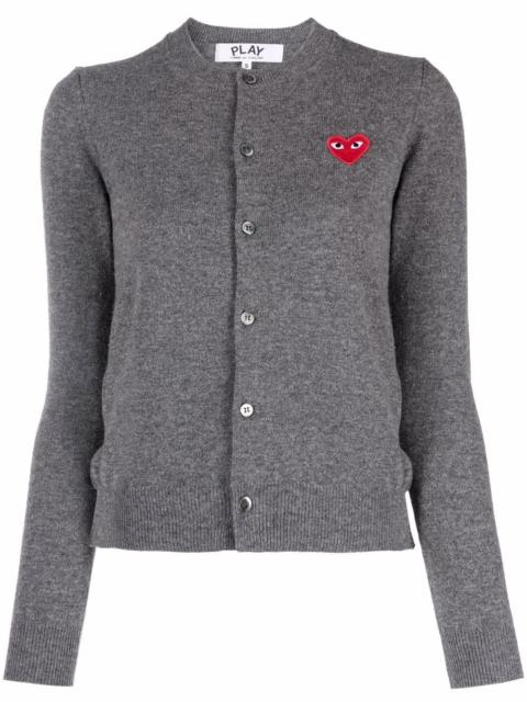 logo-patch knitted wool cardigan